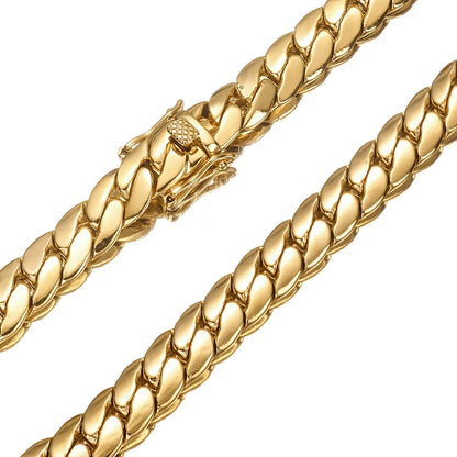 Hip Hop Bling Gold Cuban Link Chain Necklace For Men, Rapper Style Tank Chain Jewelry, Trendy Whip Chain Necklace