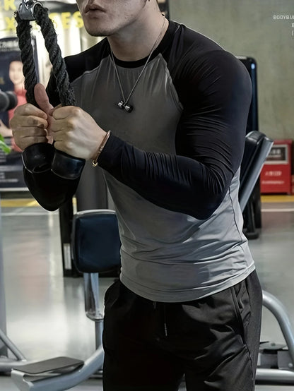 Men's quick drying soccer and basketball tight fitting top, high elasticity cycling compression training suit