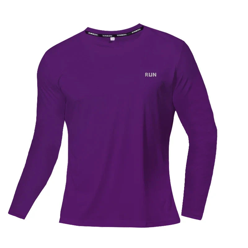 Men's Quick Dry Long Sleeve Gym Running Moisture Wicking Round Neck T-Shirt Training Exercise Gym Sport Shirt Tops Lightweight