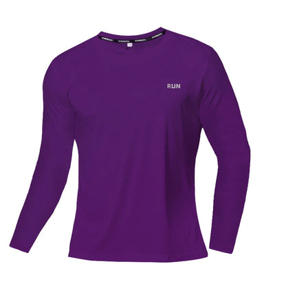Men's Quick Dry Long Sleeve Gym Running Moisture Wicking Round Neck T-Shirt Training Exercise Gym Sport Shirt Tops Lightweight