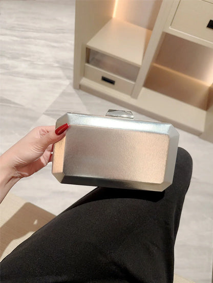 European and American Fashionable Dinner Bag Metal Buckle Clutch Bag Square Box Bag Crossbody Chain Bag Evening Bag Dress Bag