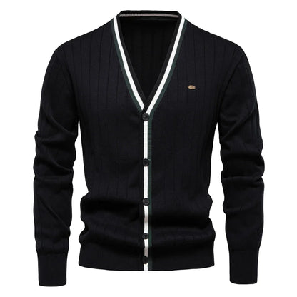 Brand Men's Cotton Cardigan Sweater V Neck Button-up Casual Youth Knit Sweaters for Men