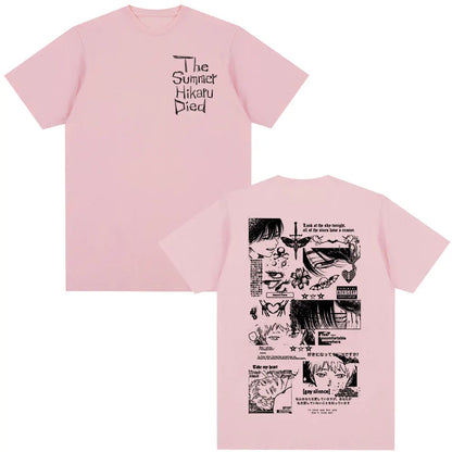 Anime The Summer Hikaru Died Hikaru Yoshiki Manga Short Sleeve T-shirts Men Women Fashion Cotton Casual Oversized T Shirt Couple