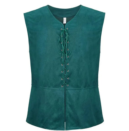 2025 Medieval Renaissance Pirate Gothic Steampunk Vest for Men, Multicolor Loose Plus Size Suede Fashion Men's Waistcoat,S-XXL