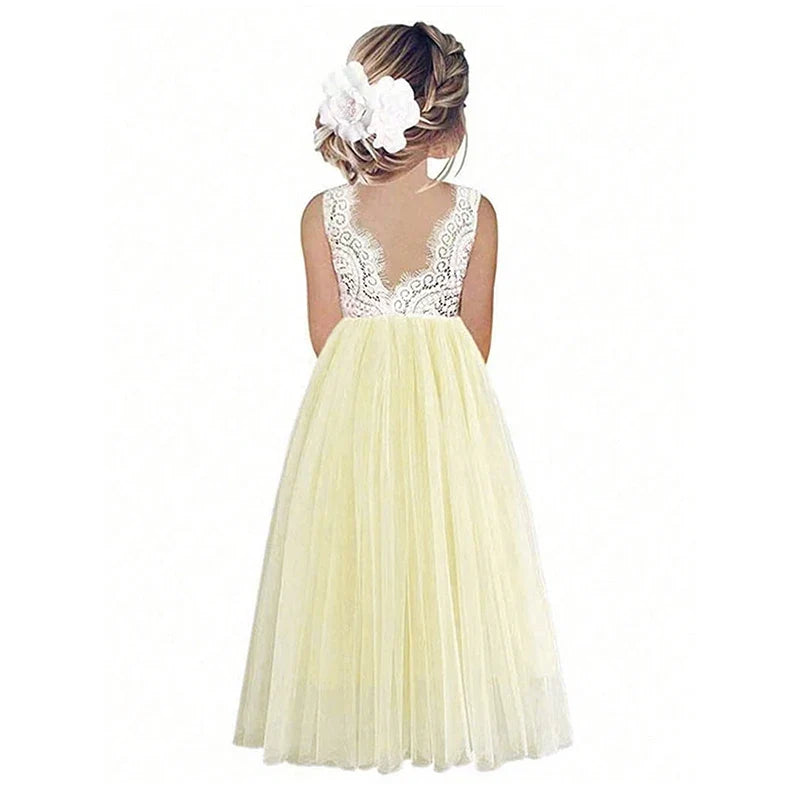 2024 Flower Girl Dress Baby Kids Summer Princess Party Lace Wedding Birthday Dresses Children Clothing 2 4  6 8 10 12 14
