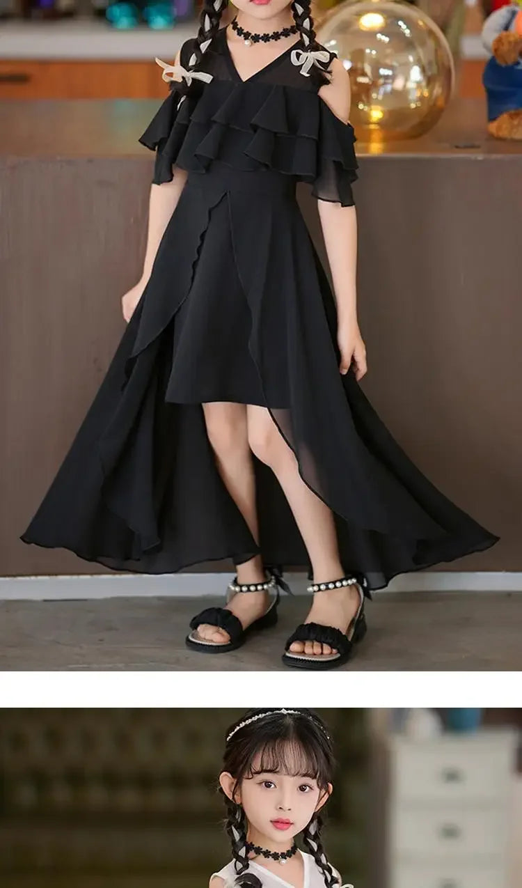 Fashion Chiffon Boho Girls Dresses Bohemian Beach Kids Clothing Vestido Girl Outfit Robe Fille Casual Maxi Children Dress Summer