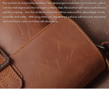Luxury Brand Genuine Leather Shoulder Bag Men Crazy Horse Cowhide Messenger Bag Women Retro Crossbody Bag Trend Satchel Bag