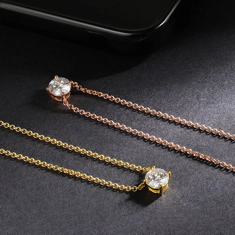 Luxury 1/2/3/5CT Real D Color Moissanite Pendant Necklace For Women Men 925 Silver Plated 18K Bridal Neck Fine Jewelry Gift