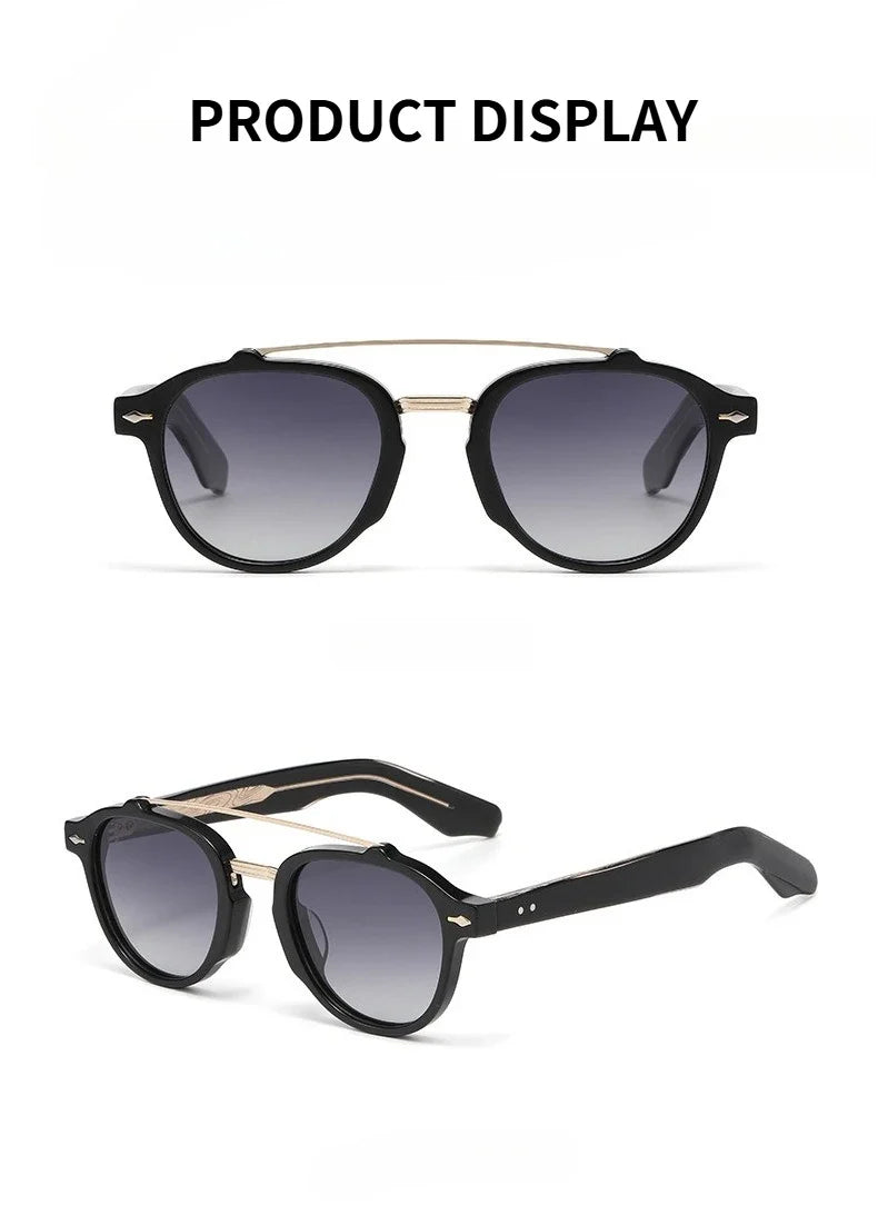 New High-end Flat Top Double Bridges Men Polarized Sunglasses Acetate Square Suneyeglass Women Fashion Retro Gifts Eyewear UV400