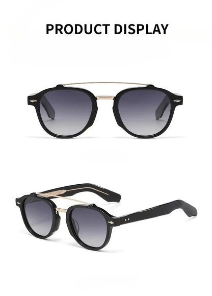 New High-end Flat Top Double Bridges Men Polarized Sunglasses Acetate Square Suneyeglass Women Fashion Retro Gifts Eyewear UV400