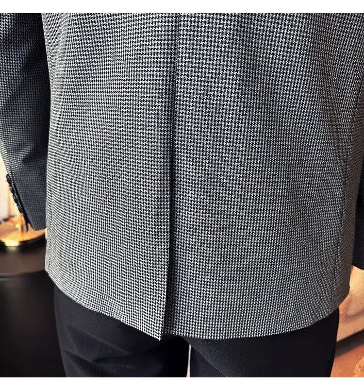 Korean Vintage Elegant Men's Business Slim Fit Suit Jacket 2026 New Fashion Lapel Single Breasted Men Social Party Dress Coats