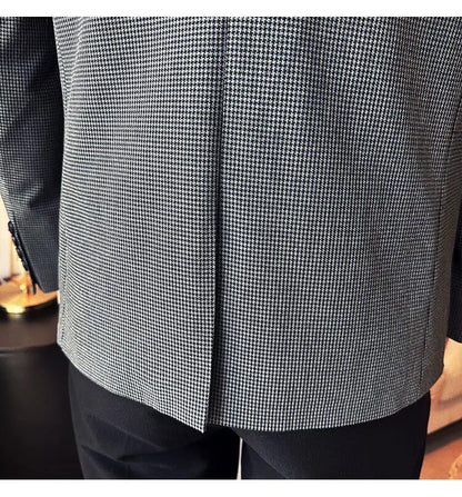 Korean Vintage Elegant Men's Business Slim Fit Suit Jacket 2026 New Fashion Lapel Single Breasted Men Social Party Dress Coats