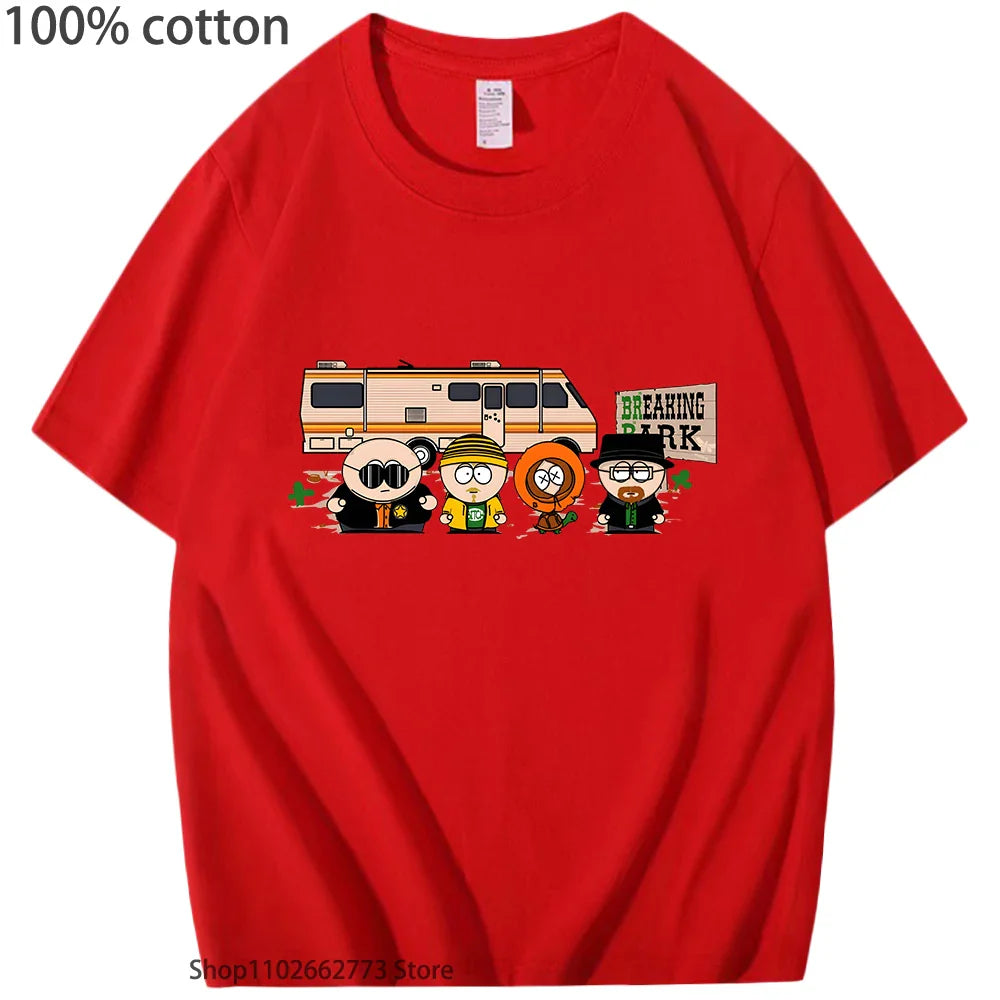 Breaking Bad Shirt Park PrintT Shirt Men's Fashion Clothing Chicken Brothers Summer Tees Y2k Top Streetwear Women 100% Cotton