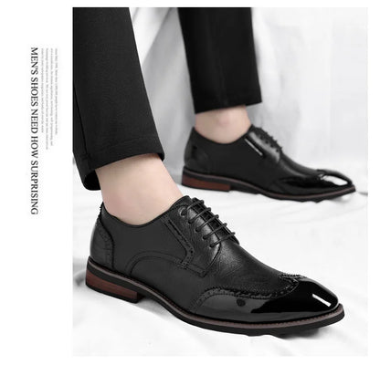 New Designer Business Leather Shoes for Men Color Match Lace Designer Casual Shoes Male Spring Autumn New Dress Brogue Shoe Man