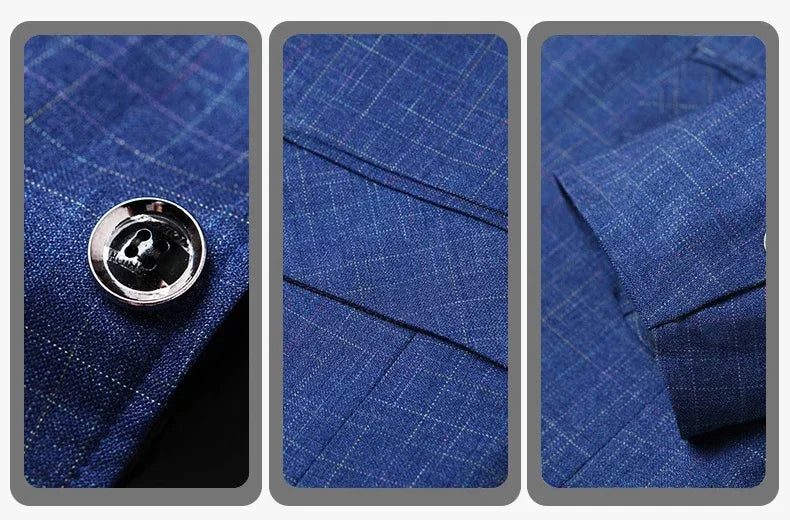 Brand 2026 Spring Mens Wedding Suits Blazer Check Autumn Single Breasted Suits Blazers Men Fashion Blazer for Mens