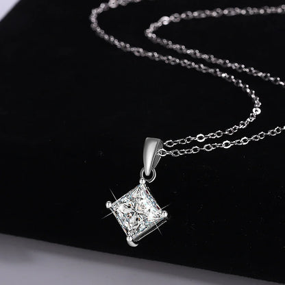 1/2carat  Certified Princess Cut Moissanite Pendant Necklace 925 Sterling Silver D Color Square Solitaire Diamond Neck Chain
