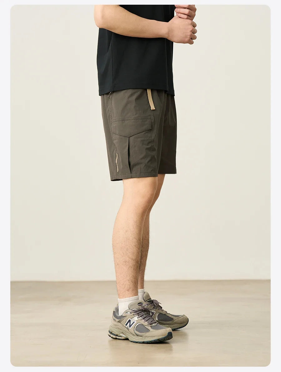 2026 Summer New Oversize 145gsm Elastic Quick Dry Fabric Shorts Men Elastic Wait Cargo Outdoor Shorts