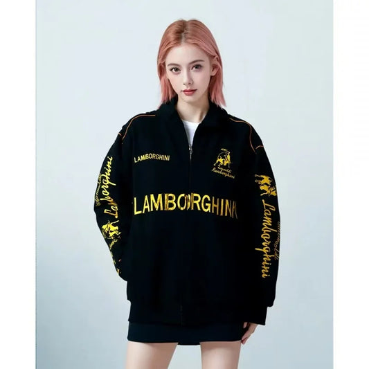 Spring Autumn Thin Racing Embroidered Motorcycle Jacket Cycling Suit Casual Sport Jacket For Lamborghini URUS Huracan Aventador