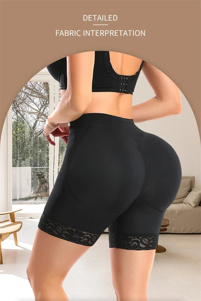 Women Fake Booty Hip Enhancer Fajas Women's Padded Butt Lifter Body Shaper with 2 Sponge Pads Tummy Control Shapewear Panties