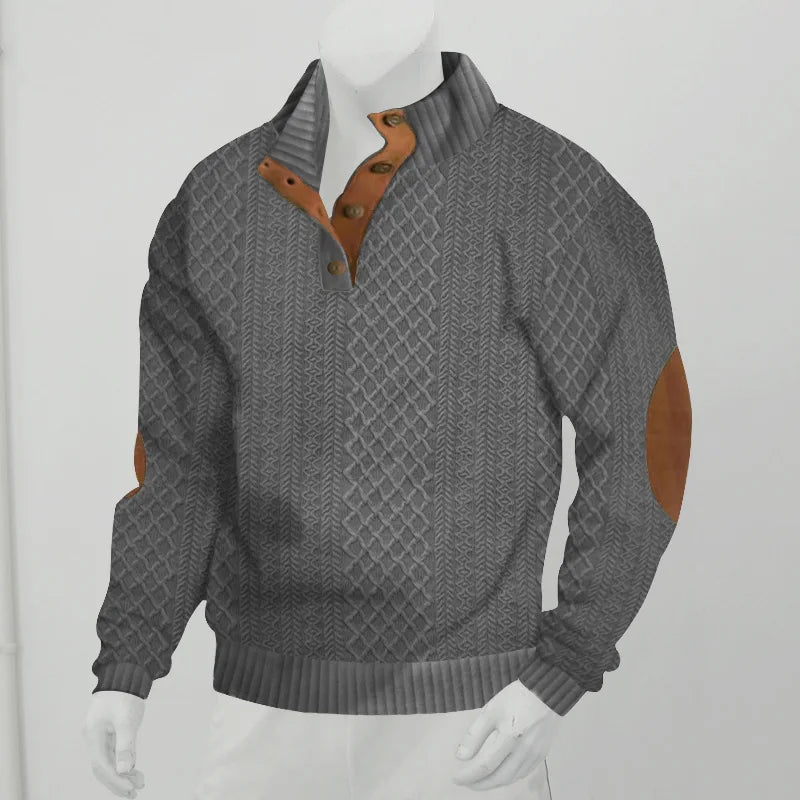 2026 cross-border hot-selling autumn and winter men's casual stand-up collar long-sleeved jacquard knitted pullover sweater