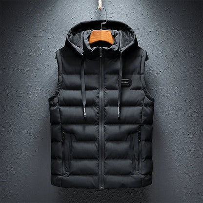 New Hooded Casual Vest Jacket for Men Autumn Winter Warm Sleeveless Jacket Fashion Comfortabel Zipper Waistcoat Plus Size M-6XL