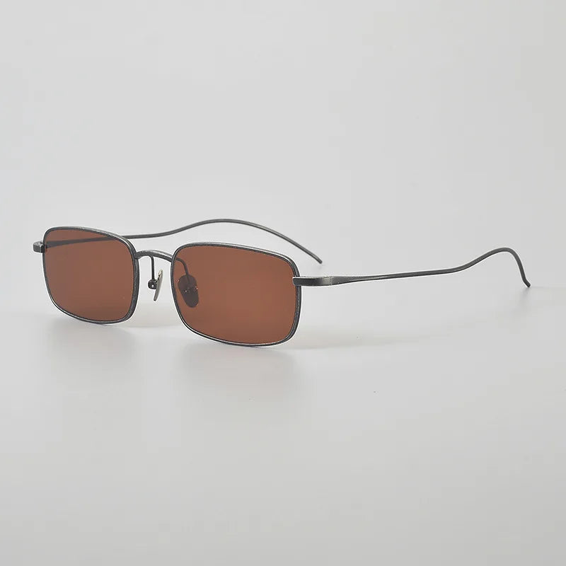 Top Quality Pure Titanium UV400 Protection Small Square Women Sunglasses Brand Ultra-light Rectangular Man Sun Glasses Eyewear