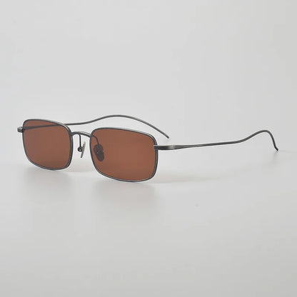 Top Quality Pure Titanium UV400 Protection Small Square Women Sunglasses Brand Ultra-light Rectangular Man Sun Glasses Eyewear
