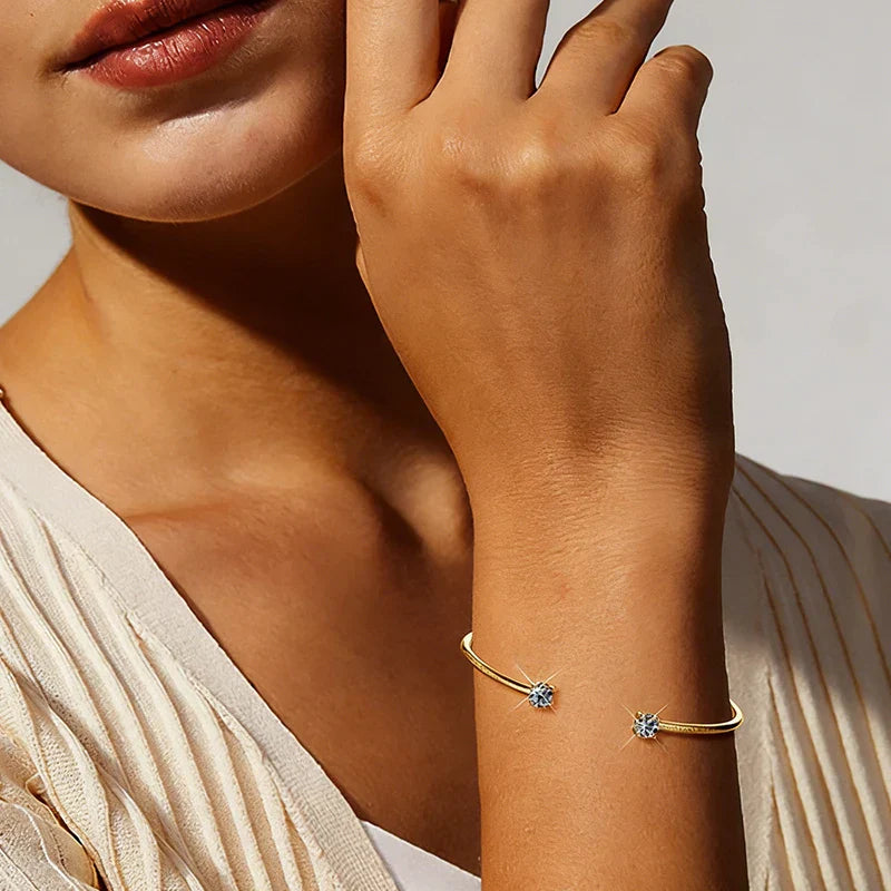 2-Stone 0.8ct Pear Cut Moissanite Cuff Bangle 925 Silver Open Hand Chain Bracelet Adjustable Diamond Jewelry For Women Gift