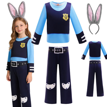 New Judy Zootopia Bunny Costume Cosplay Headband Halloween Party Clothes Disguise Cartoon Zootropolis Roleplay Fantasia Outfits