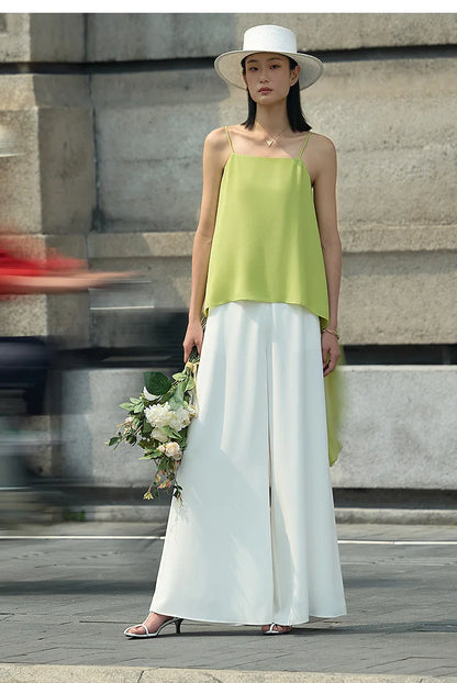 Women's Tank Top 2026 Summer New Strapless Double Layer Chiffon Cami Casual Flowy Asymmetrical Sleeveless Tops 12642154