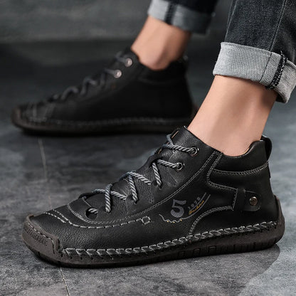 New Large-Sized 100% Cowhide Men's Boots Fashionable Casual Thick-Soled Breathable Men's Leather Shoes Outdoor Sports Chelsea
