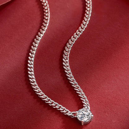 100% 925 Silver Cuban Chain Necklace 1CT 2CT 3CT Moissanite Pendant Necklaces for Women Men Plated 18k Gold Jewelry with GRA