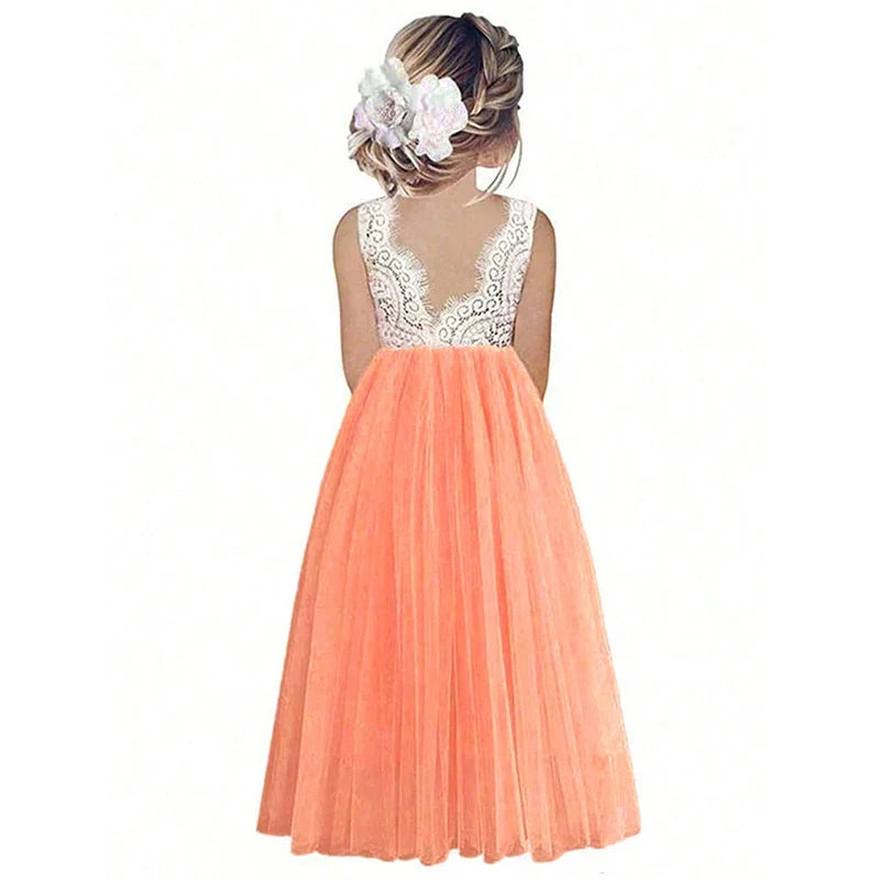 Flower Girl Dress Baby Kids Summer Princess Party Lace Wedding Birthday Dresses Children Clothing 2 4  6 8 10 12 14