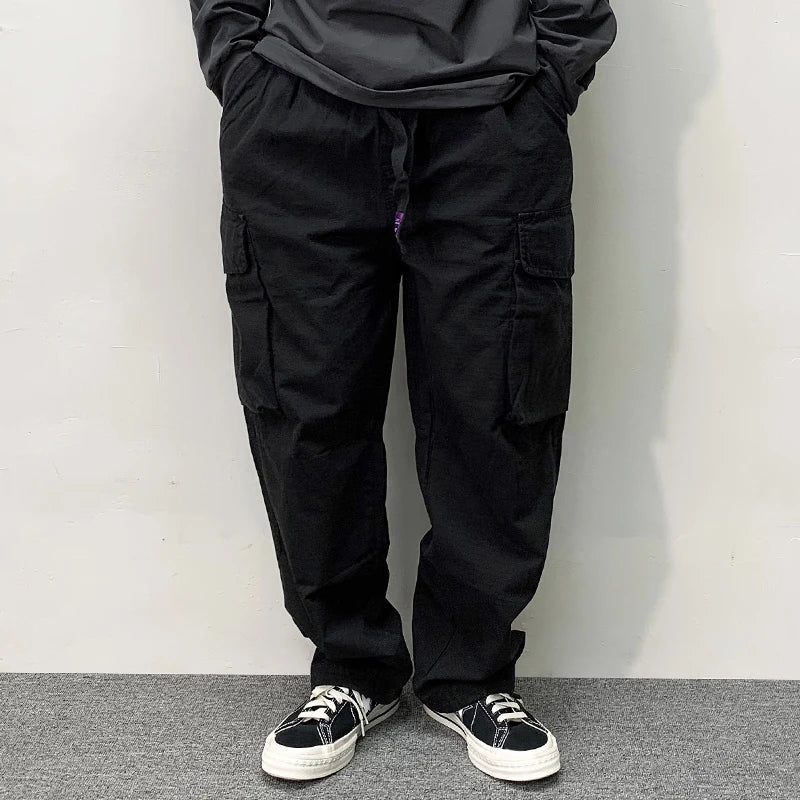 High Quality Cotton Cargo Pants Mens Clothing Plus Size Casual Pants Japanese Harajuku Casual Tactical Joggers Baggy Trousers