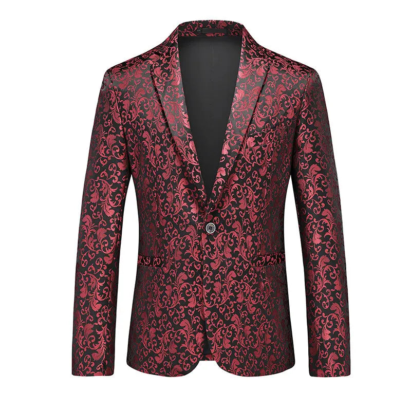 2026 New Men's Red Single-breasted V-neck Blazer Coat, Asian Fit Wedding Party Dress Jacket M-6XL New Arrivals