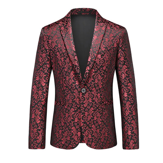 2026 New Men's Red Single-breasted V-neck Blazer Coat, Asian Fit Wedding Party Dress Jacket M-6XL New Arrivals