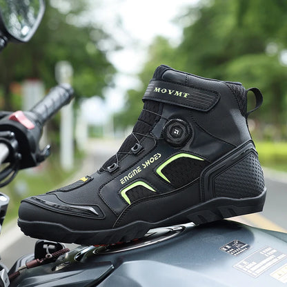 Motorcycle Riding Shoes Men's Breathable Leather Boots Casual Comfortable Slip-On Ankle Boots for Urban Cycling