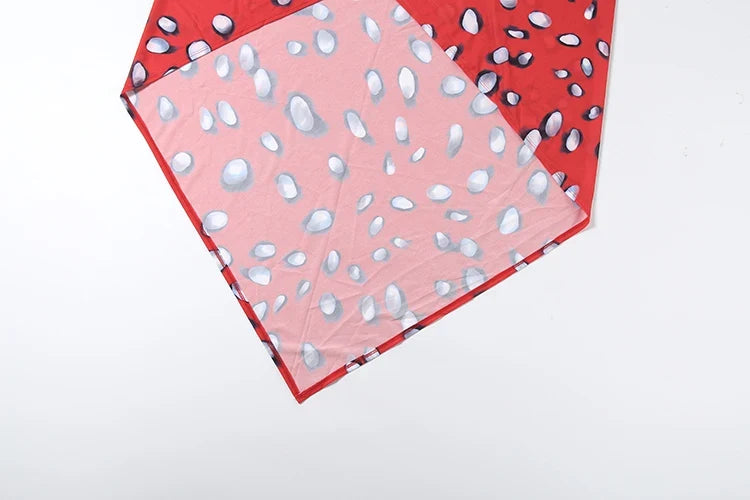 Music Festival Silk Scarf Strap Patchwork Dress Women Sexy Single-Breasted Full Sleeve Polka Dot Print Hottie Bodycon