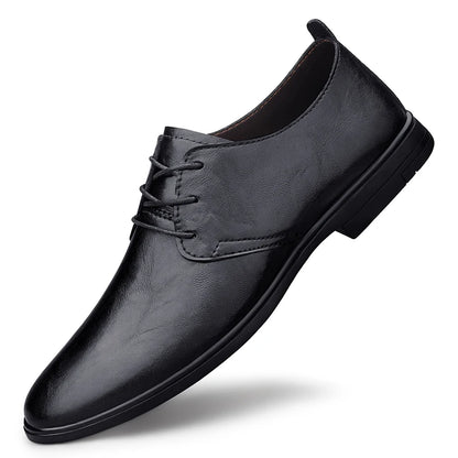 High Quality Handmade Casual Leather Business Shoes Mens Formal Oxford Office Shoes Fashion Lace-up Casual Flat Designer Shoes