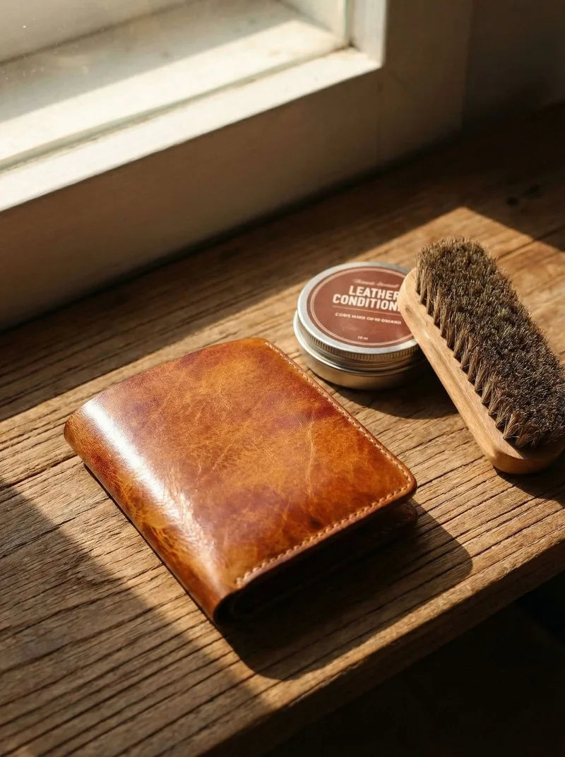 Ultra-Durable Men's Leather Short Wallet, Scratch-Resistant Hand-Rubbed Top Grain Leather Card Holder, Minimalist Travel Wallet