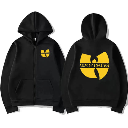 Hip Hop Années 90 Wu Clan T-tangs Graphics Hoodie Men Women's punk Zip Up Jacket Long sleeve Fleece gothic Coat Loose streetwear