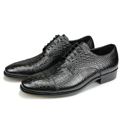 Luxury Crocodile Pattern Genuine Leather Shoes Handmade Men's Vintage Casual Leather Shoes Custom Pointed Toe Oxford Dress Shoe