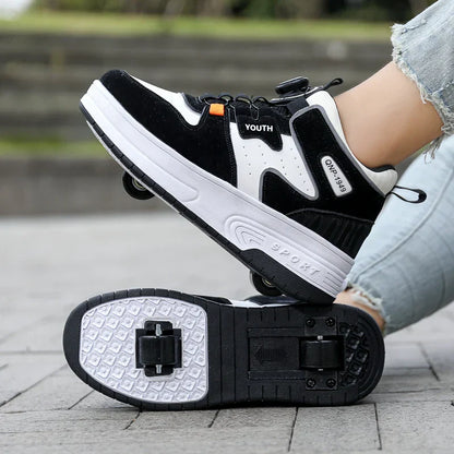 Children Junior Roller Skate Shoes Kids Sneakers with Two Boys Girls Wheels Shoes Running Adult Casual Boys Shoes size 31-42