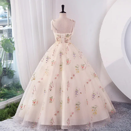 Luxury Floral Embroidery Long Prom Evening Wedding Shooting Dresses Women 2025 Summer Party Formal Occasions Reception Dress