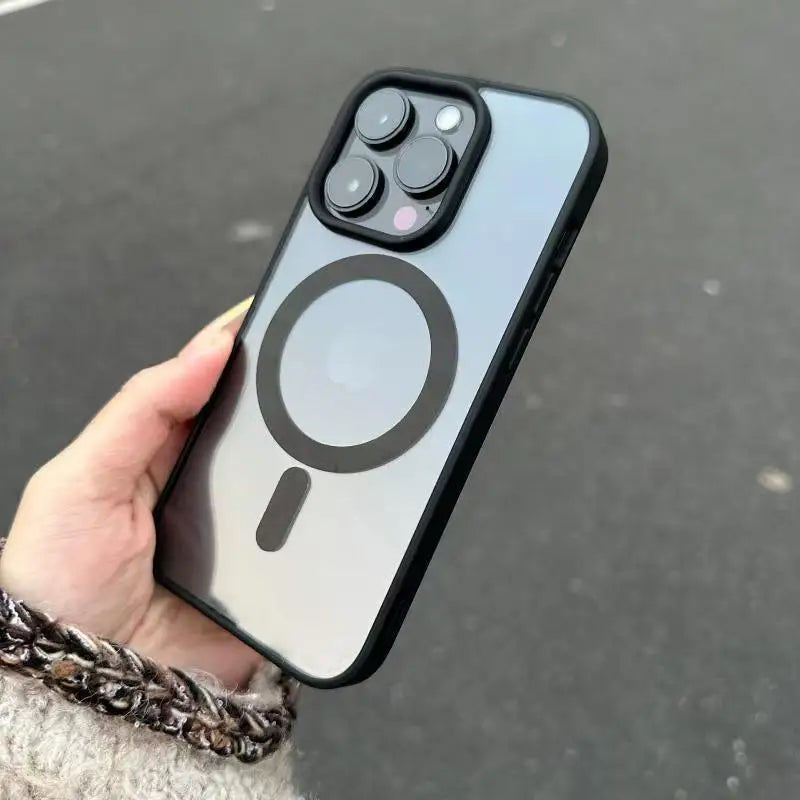 غطاء حماية مغناطيسي شفاف غير لامع Magsafe لهواتف آيفون 17 16 15 14 13 12 11 برو ماكس 14 بلس 16E 17E AIR للشحن اللاسلكي
