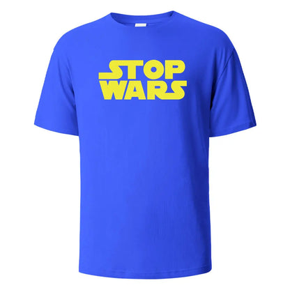 Stop Wars Printing Men‘s T-shirt Street Casual Breathable Tees 100% Cotton Funny Tops Street Oversized T-Shirts For Men Women