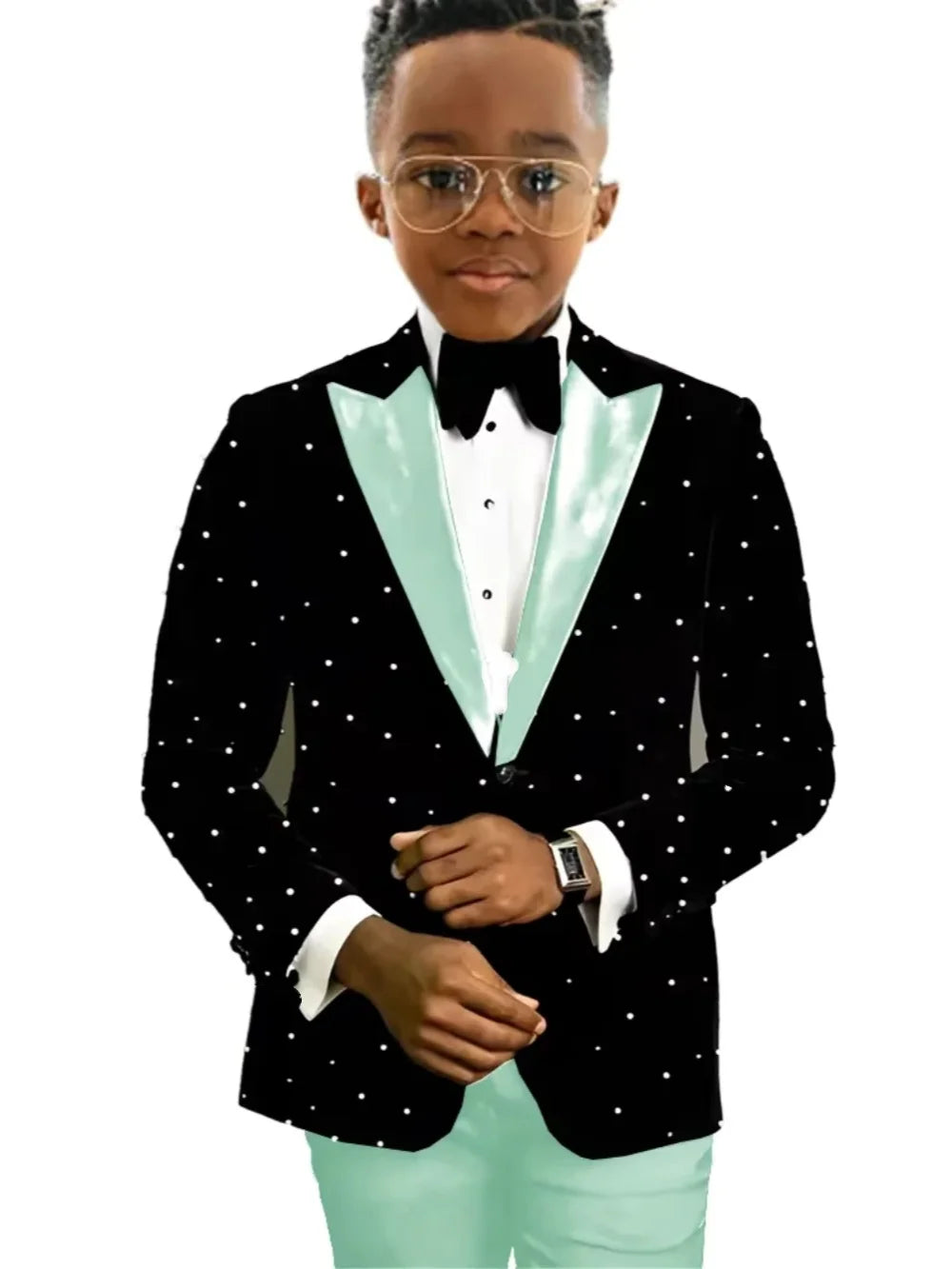 Boys Luxury Beaded Suits 2 Pieces Jacket Pants Wedding Ring Bearer Outfit Formal Handsome Kids Suit Set Host Costumes 2-20T