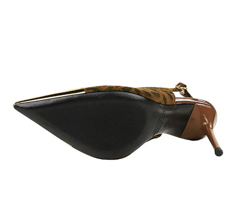 European American Style Metal Pointed High Heels Slim Heels Super High Heels Light Mouth Back Tripping And Banquet Single Shoes
