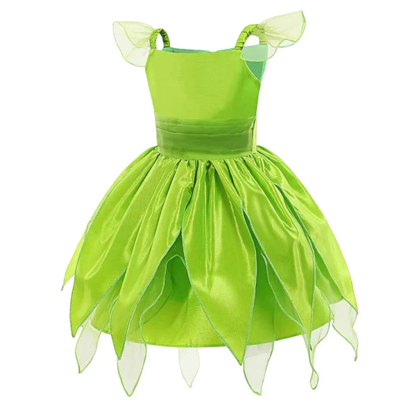 Girls Fairy Dress Up Kids Princess Green Flower Fairy Dress With Wings Princess Costume Party Tinkerbell Tinker Bell Dresses