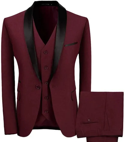 Fashion Colorful Black Lapel Wedding Men Suit Costume Homme Groom Tuxedo Prom Party 3 Pcs Slim Fit Men Blazer Terno Masculino